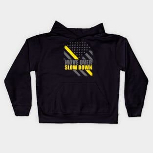 Move Over Slow Down Thin Yellow Line Flag Kids Hoodie